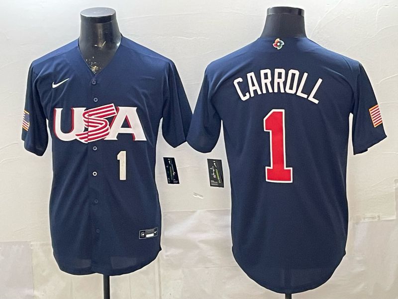 Men 2026 World Cub USA #1 Carroll Blue Nike MLB Jersey style 02->more jerseys->MLB Jersey